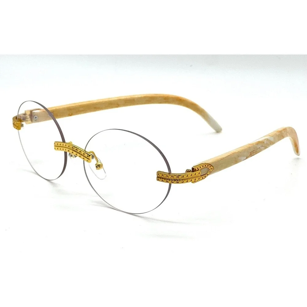 Men Eyewear Sophisticated‎ Round Clear Lens Casual Business Wear Gold Marble New